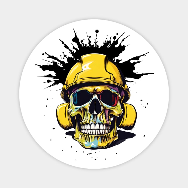 Blue Collar Worker Skull In Hard Hat Magnet by Little Duck Designs